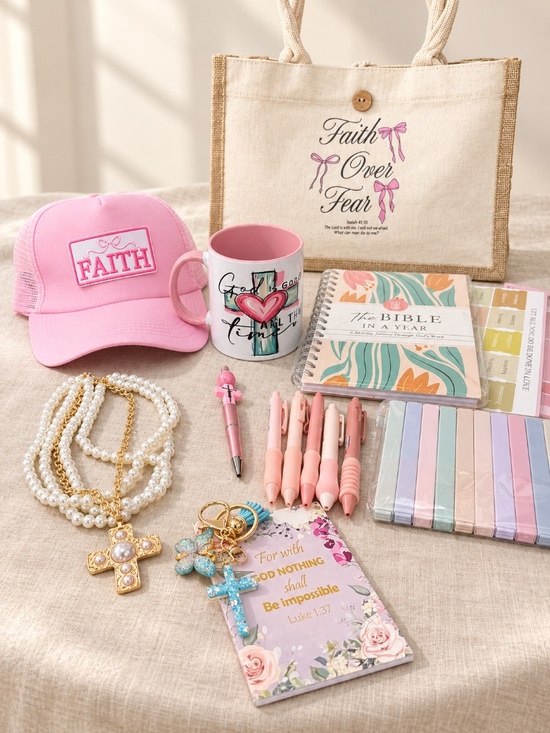 Other - Assorted Christian Faith Gift Bundle Hat Tote Bible Journal & More